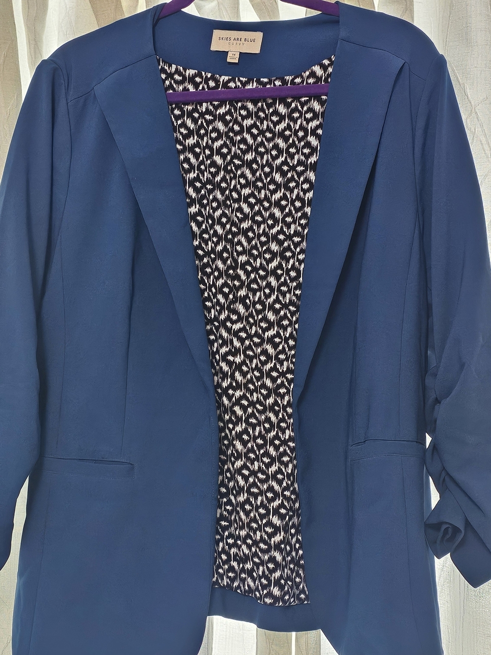Skies Are Blue Open Front Blazer - Deep Blue
